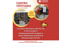 Lamezia, Caritas sospende temporaneamente raccolta di indumenti: “Centro saturo, ma distribuzione attiva” AVVISO_e01f3.jpg