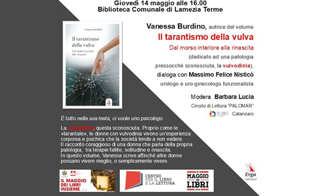 Lamezia, Vanessa Burdino presenta il volume "Il tarantismo della vulva" il 14 maggio alla biblioteca comunale