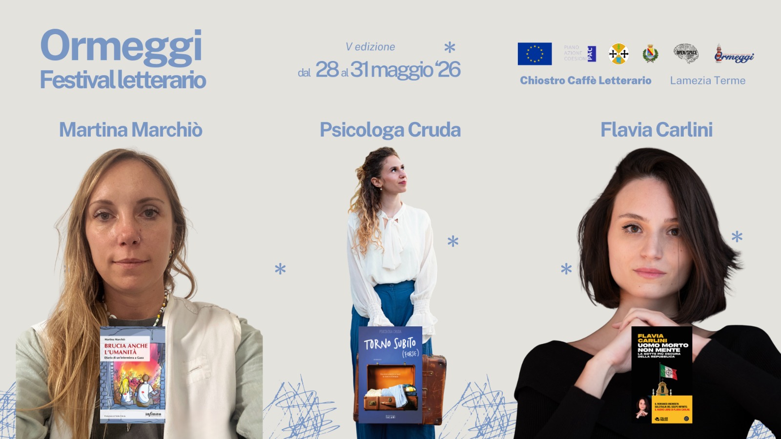 Lamezia, Ormeggi 2026: arrivano conferme per altri autori in occasione del Festival Letterario