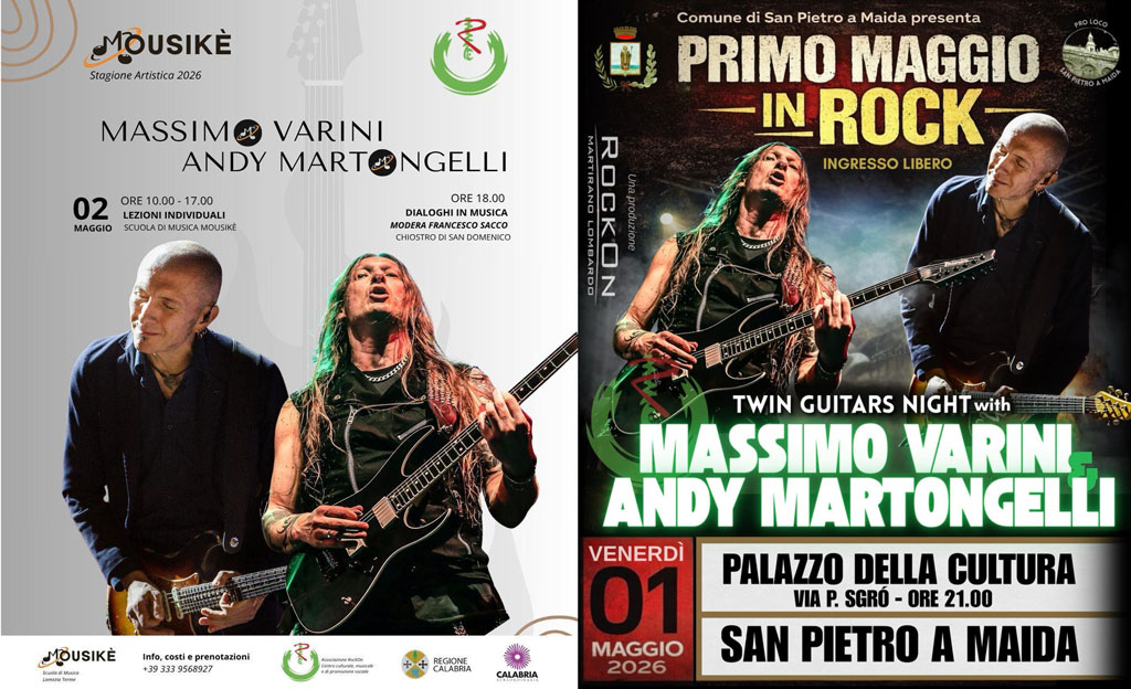 Primo Maggio In Rock a San Pietro A Maida: arriva la “Twin Guitars Night” con Massimo Varini & Andy Martongelli