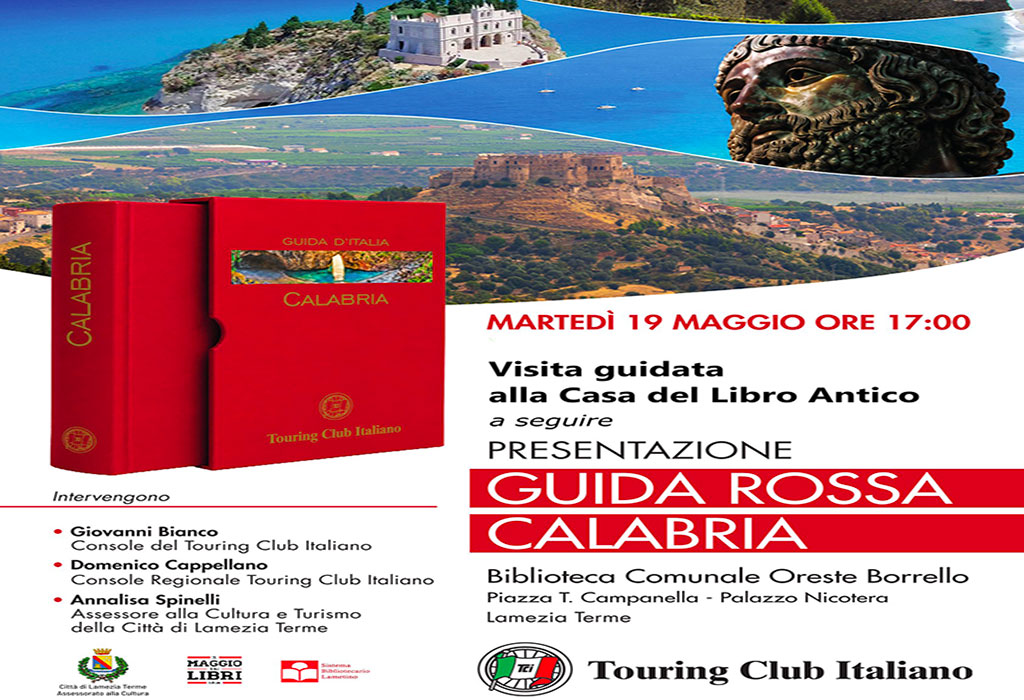 Lamezia, il 19 maggio presentazione Guida d’Italia del Touring Club Italiano – Collana Guida Rossa