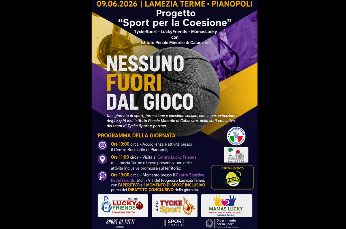 Sport per la coesione: a Lamezia una giornata di sport, incontro e coesione sociale con i ragazzi dell'Ipm di Catanzaro