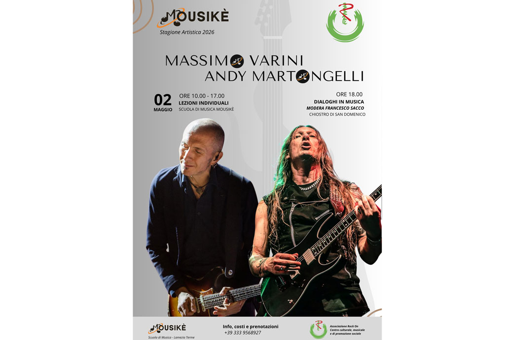 Lamezia si trasforma nella città della chitarra: evento con Varini e Martongelli il 2 maggio al Chiostro