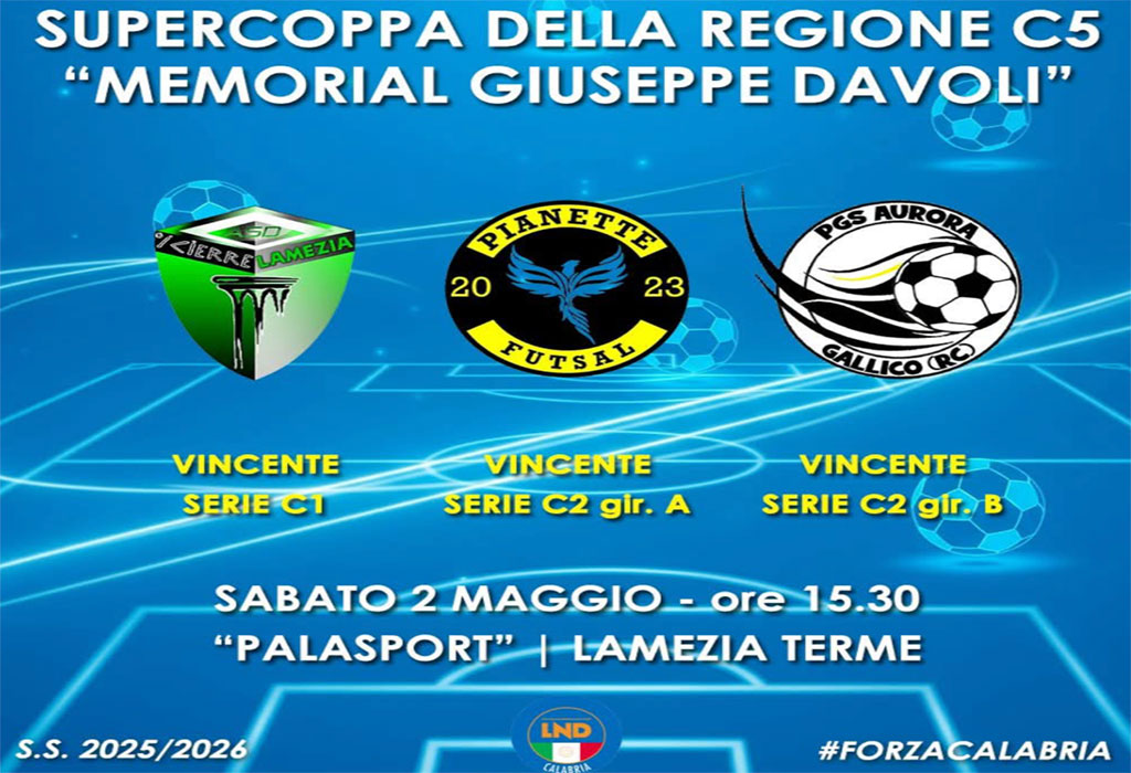Calcio a 5: domani al PalaLamezia la Supercoppa della Regione 2026