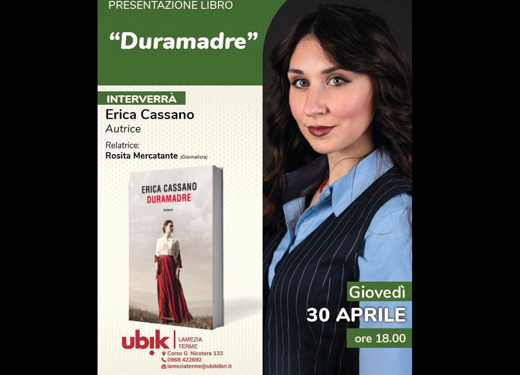 Lamezia, il 30 aprile presentazione del libro "Duramadre" Erica Cassano