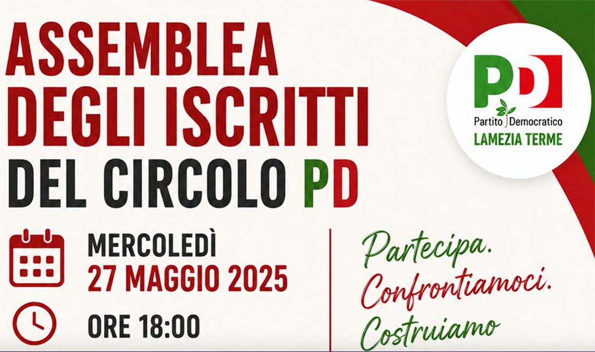 Lamezia,  Pd convoca assemblea degli iscritti: "Superare personalismi e vecchi rancori"