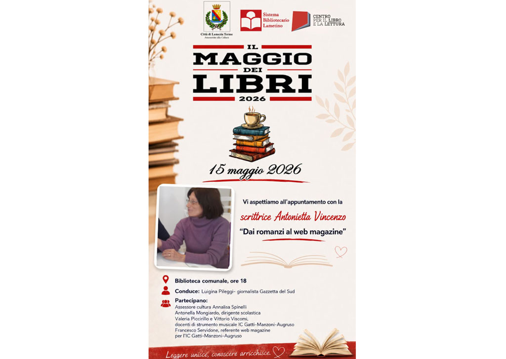 Lamezia, a il Maggio dei Libri un viaggio nel mondo della scrittrice Antonietta Vincenzo: dai racconti al web magazine