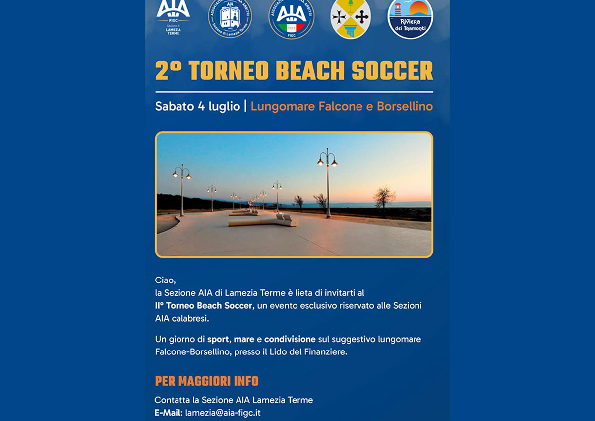 Sezione AIA di Lamezia organizza il 2° Torneo Beach Soccer d