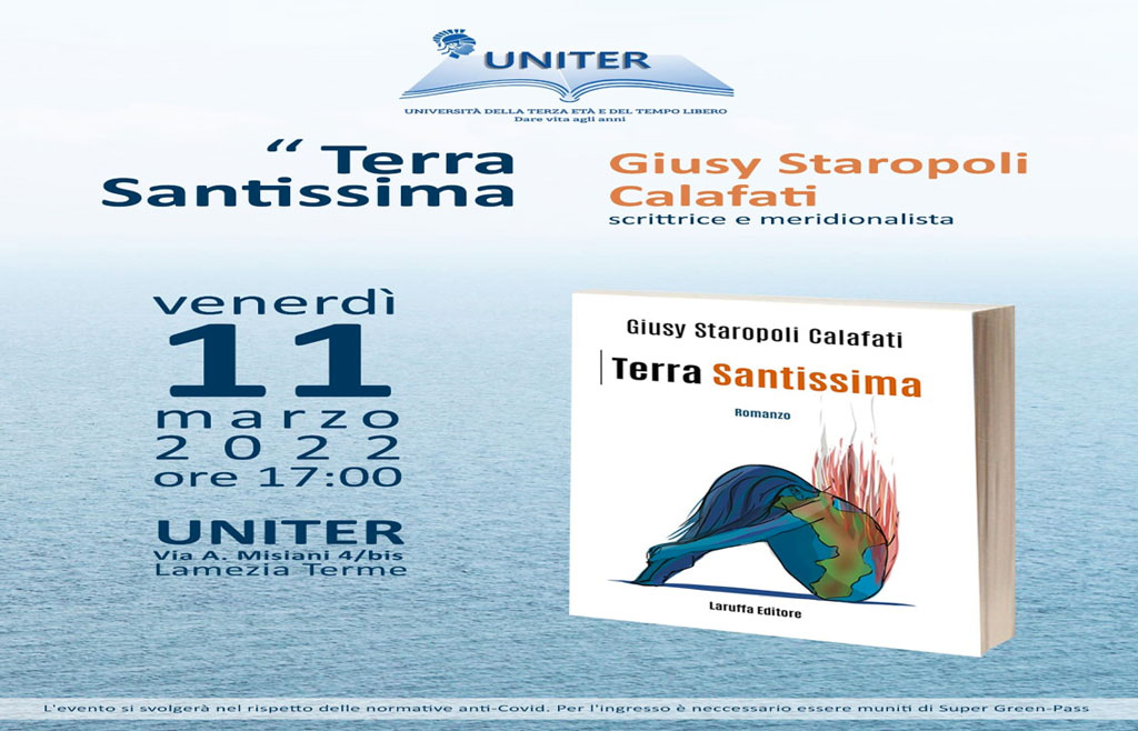 Lamezia, "Terra Santissima" di Giusy Staropoli Calafati venerdì all'Uniter