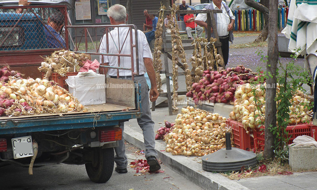 Lamezia, l’antica tradizione della cipolla rossa in piazza Mazzini
