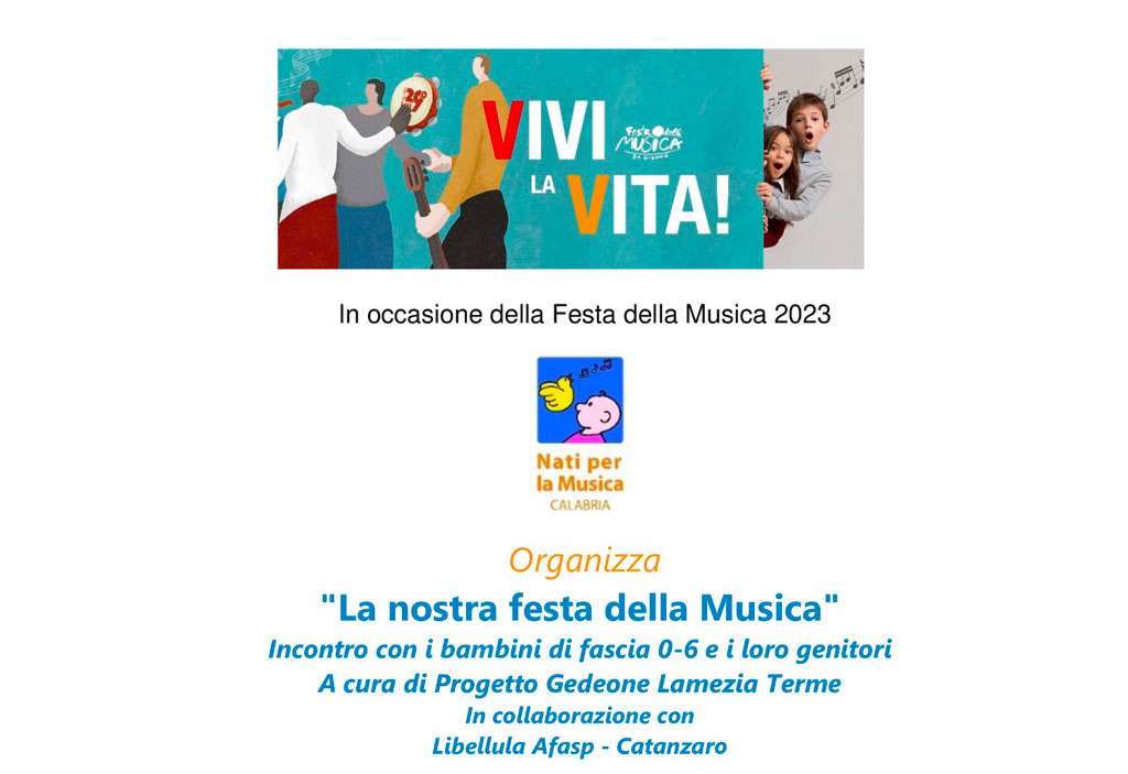 Anche a Lamezia evento ‘La nostra festa della Musica’ per i più piccoli il 21 giugno