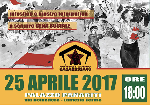 Lamezia, le celebrazioni di Casarossa40 per il 25 aprile a palazzo Panariti
