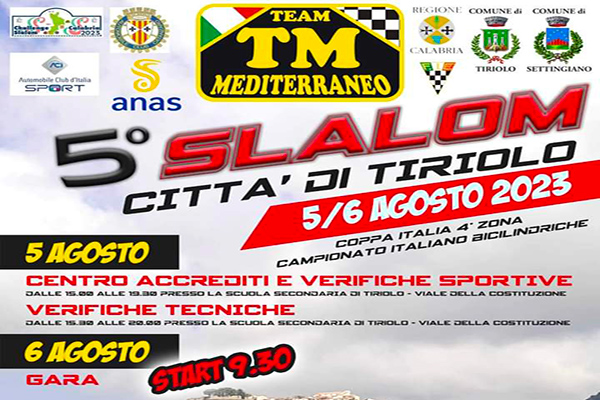 Quinta edizione dello “Slalom città di Tiriolo” il 5 e 6 agosto