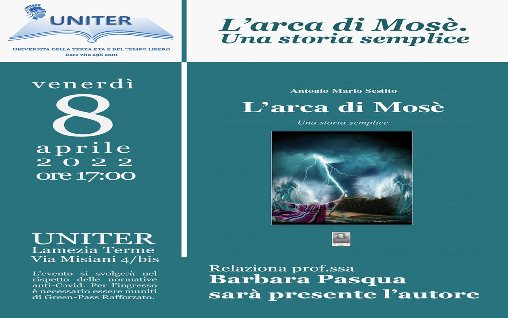 Lamezia, "L’arca di Mosè": il libro di Antonio Mario Sestito all'Uniter