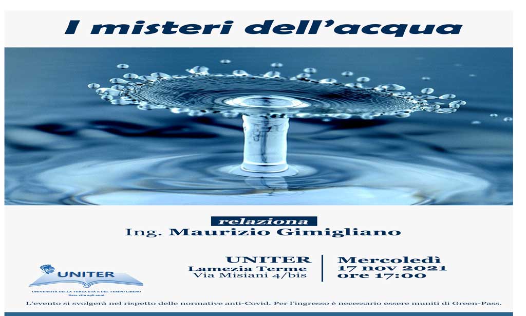 Lamezia, proseguono gli incontri dell'Uniter con Maurizio Gimigliano e "I misteri dell'acqua"