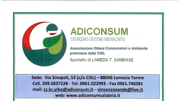 Lamezia: Apre sportello Adiconsum in via Sinopoli 