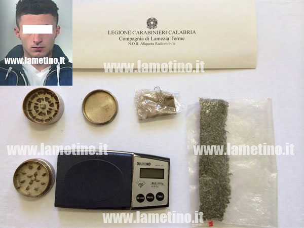 Lamezia: Giovane 20enne arresto per detenzione di marijuana