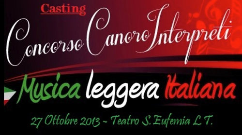 Lamezia: Casting per concorso canoro di musica leggera  