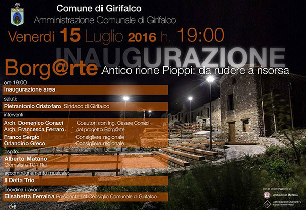 Il 15 luglio inaugurazione "Borg@rte" nel rione Pioppi a Girifalco