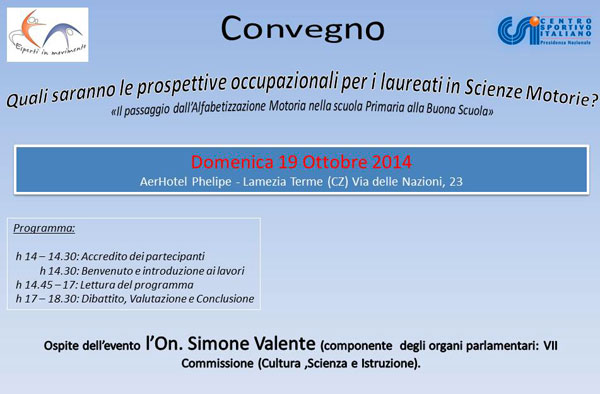 “Esperti in Movimento” organizza convegno su prospettive occupazionali per laureati in scienze motorie