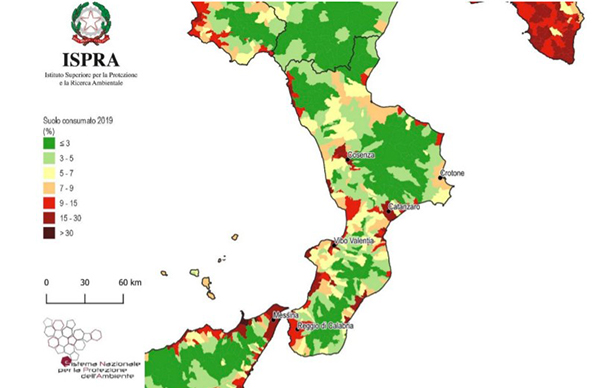 Rapporto Ispra consumo del suolo, Coldiretti Calabria: 118 ettari consumati nel 2019