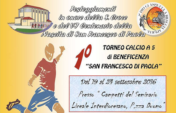 Torneo di calcio a 5 a Catanzaro per i terremoti del Centro Italia