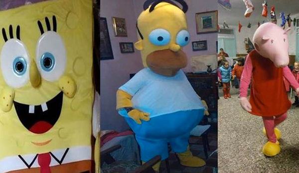 Calabria: Carnevale del Reventino con Spongebob  Homer Simpson e Peppa Pig