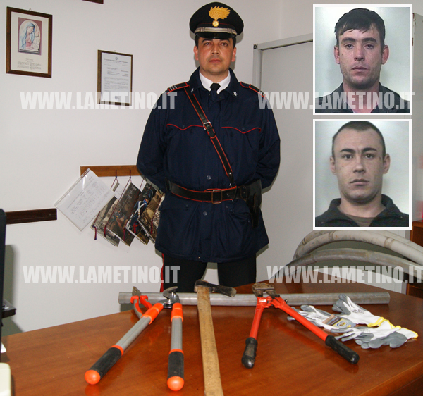 Sorpresi a rubare cavi di rame, due arresti  a Soveria Mannelli
