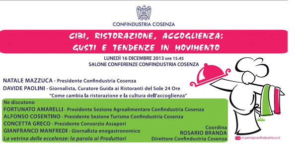 Calabria: “Cibi, ristorazione e accoglienza” in convegno a Cosenza