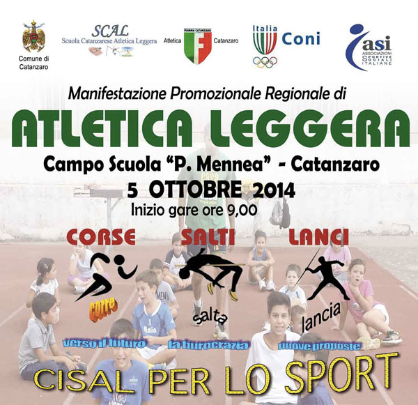 Calabria: Il 5 ottobre manifestazione atletica al campo scuola “Mennea” a Catanzaro