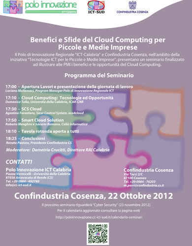 Calabria: Seminario su Cloud Computing per piccole e medie imprese a Cosenza