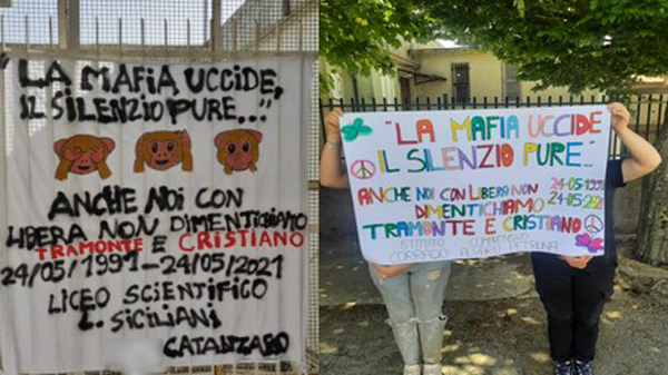 Libera, le scuole di Catanzaro e Provincia unite nel ricordo di Cristiano e Tramonte: "La Mafia uccide, il silenzio pure"