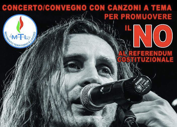 Lamezia: referendum, concerto di Povia il 20 novembre per il “No”