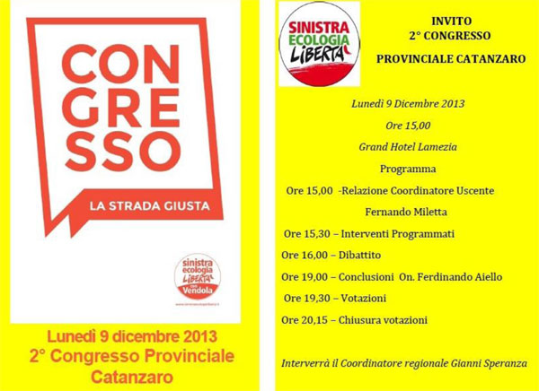 Lamezia: Il 9 dicembre congresso Sel “La strada giusta”