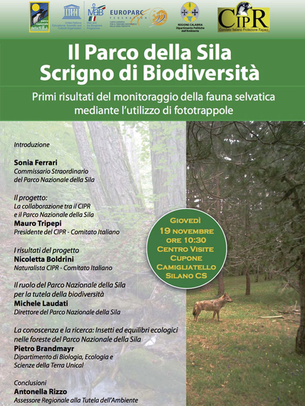 Parco nazionale Sila e CIPR presentano risultati progetto su fauna selvatica