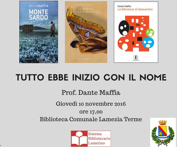Lamezia, ‘Tutto ebbe inizio con il nome’ incontro con scrittore Maffia il 10 novembre a Palazzo Nicotera