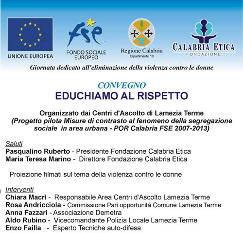 Lamezia: Convegno “Educhiamo al rispetto” al teatro Umberto