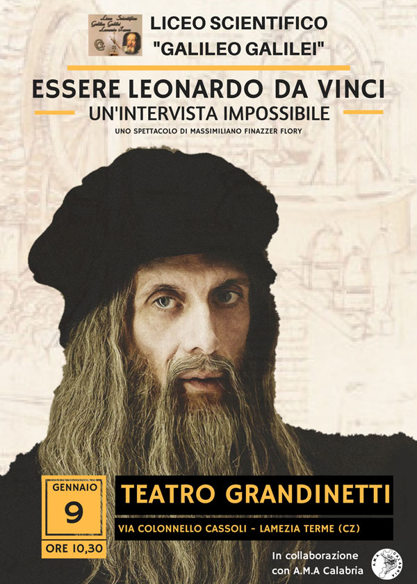 Lamezia, "Essere Leonardo da Vinci. Un’intervista impossibile" il 9 gennaio al teatro Grandinetti