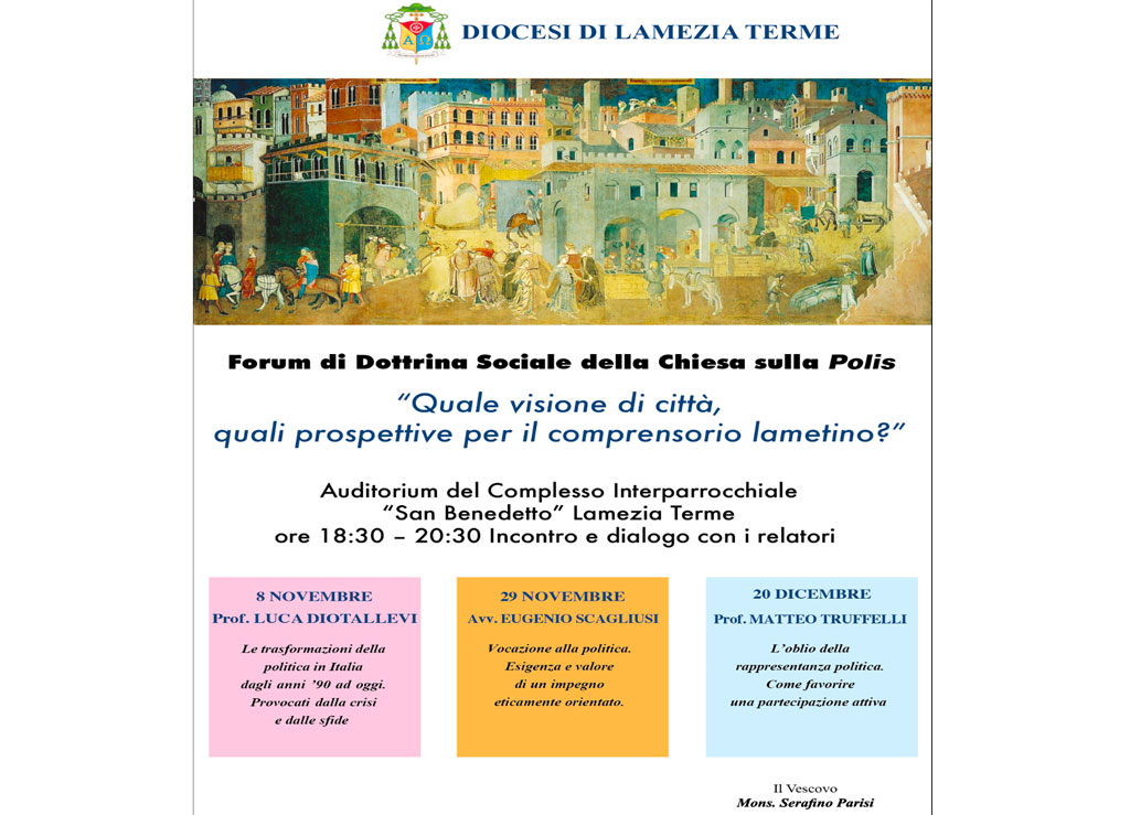 Lamezia, ultimo appuntamento del forum sulla polis il 20 dicembre nel complesso interparrocchiale San Benedetto
