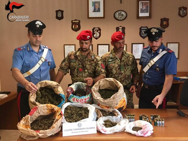 Trovati 9 chili di marijuana e armi nella locride 