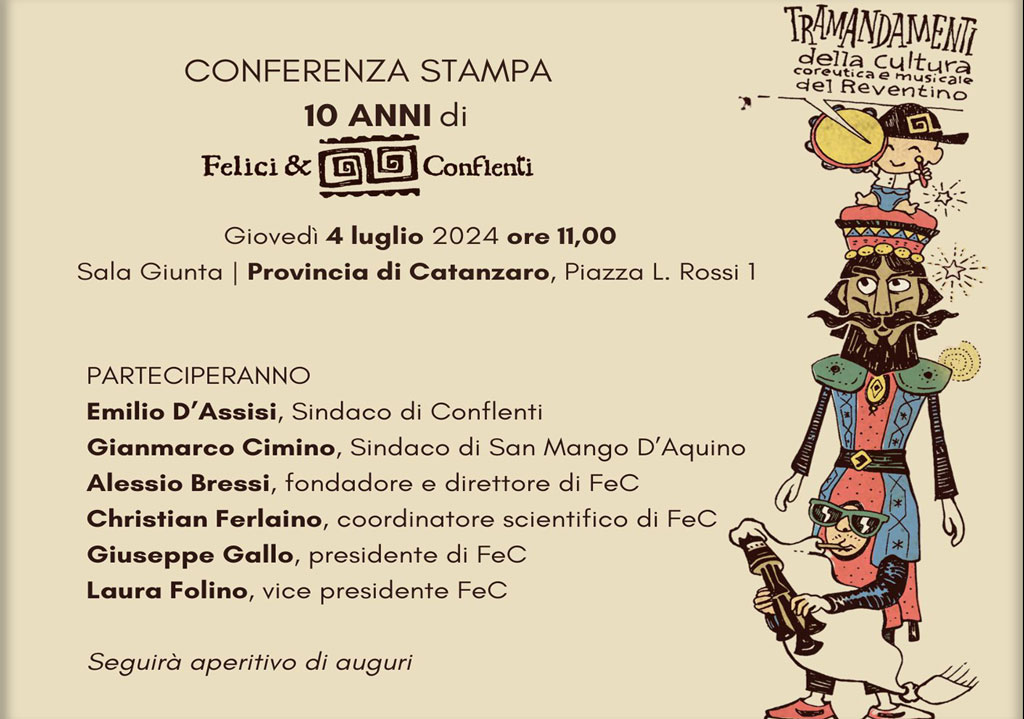 Al via la decima edizione di Felici & Conflenti, il 4 luglio la presentazione