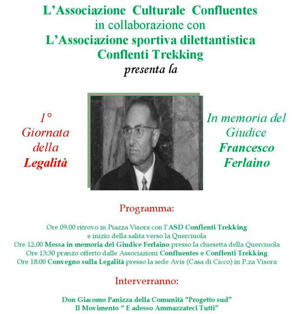 Calabria: Prima giornata della legalità in memoria del giudice Ferlaino a Conflenti 