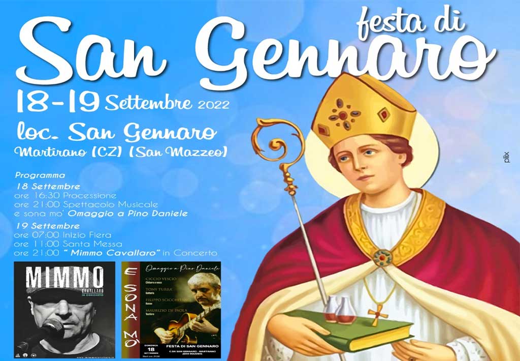 Festa patronale in onore di San Gennaro a Martirano: il 18 settembre la processione e il 19 Mimmo Cavallaro in concerto