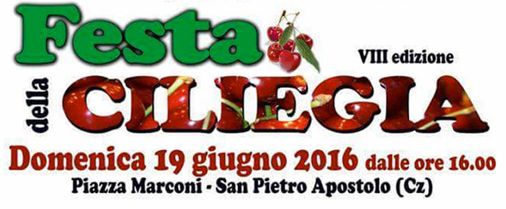 Il 19 giugno a San Pietro Apostolo la “Festa della Ciliegia”