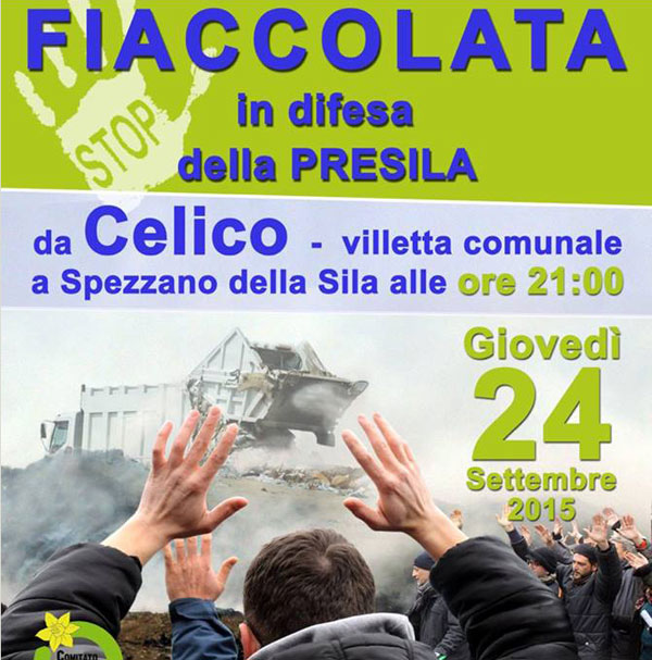 Fiaccolata a difesa Presila ‘Basta sversamenti a discarica Celico’ il 24 a Cosenza