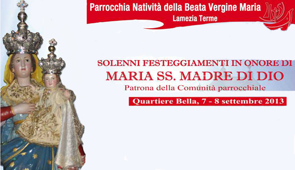 Lamezia: Il 7 e l'8 festeggiamenti Maria SS. Madre di Dio a Bella 