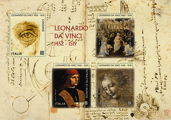 Poste italiane emette francobolli commemorativi su Leonardo da Vinci
