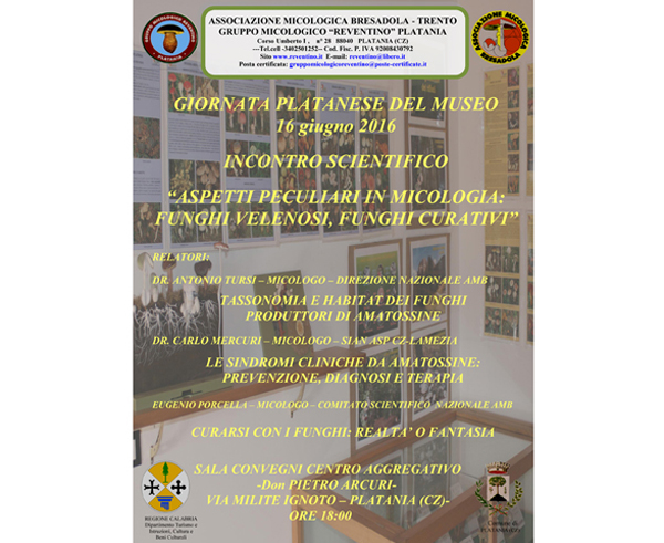Convegno ‘Aspetti peculiari in micologia’, il 16 giugno a Platania