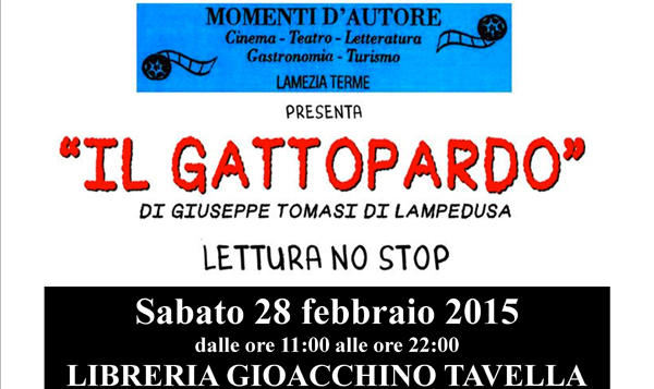Lamezia: sabato 28 lettura no stop “il Gattopardo” di Tomasi Di Lampedusa