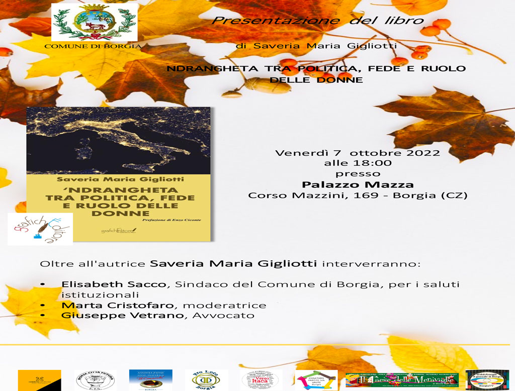 A Borgia presentazione del libro "'Ndrangheta tra politica, fede e ruolo delle donne" di Saveria Maria Gigliotti 